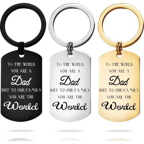 MYLONGINGCHARM Stainless Steel Keychain,To the world you are dad but to our family you are the World, father day Gift G3011
