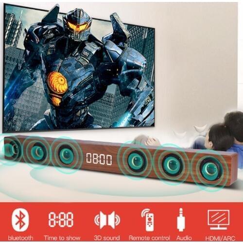 Home Theater Speakers Wreless 30w Speaker Woofer TV Soundbar Bluetooth with RCA HDMI Hifi Stereo Sound Wooden Remote Control