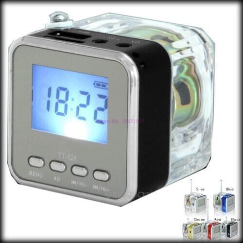 By dhl or ems 20pcs 1.5" LCD Digital Portable Mini Speaker Music FM Radio MP3 Player Sound Box Micro TF/SD card