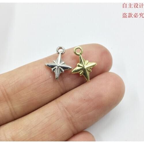 Eruifa Hot Wholesales 10mm 3D Hexagram Star 20pcs per bag Zinc alloy DIY Charms Pendant Jewelry handmade DIY