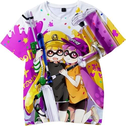 Splatoon T-shirt Harajuku Casual Children T-shirt Boy Girl Summer Fashion Cartoon T-shirt High Quality Cotton Short Sleeve Tee