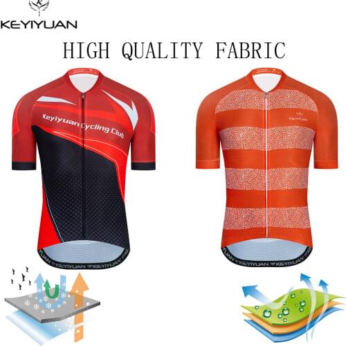 KEYIYUAN Men Cycling Jersey Short Sleeve Cycle Wear Quick Dry Bicycle Clothing Summer MTB Bike Shirt Camiseta Ciclismo Hombre