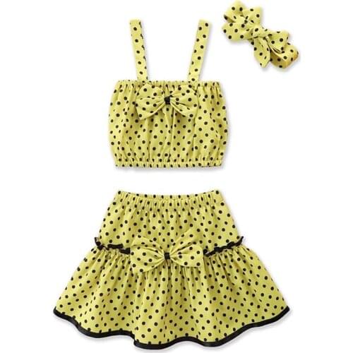 Baby Girls Clothes Sets New Summer Strap Top + Bow Skirt 2Pcs Fashion Children Clothing Sets Girls Clothing Sweet Outfits