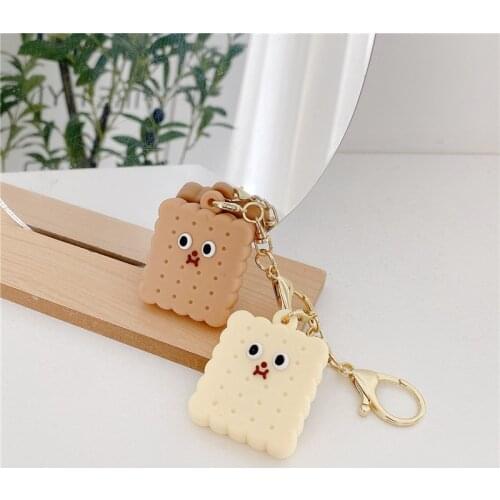 Korean Biscuit Protective Case For Airtag Cute Hangable Keychain Locator Tracker Shockproof Protector Cover Accessories