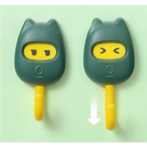 Cat Cute Expression Seamless Hook Strong Adhesive Punch-free Cute Innovative Home Decoration Wall Hooks for Living Room C1