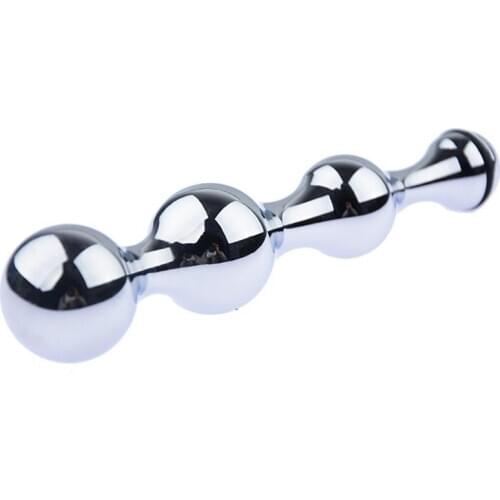 Metal g spot anal plug 4 anal beads stainless steel butt plug vagina massager adult masturbation anal sex toys for women men