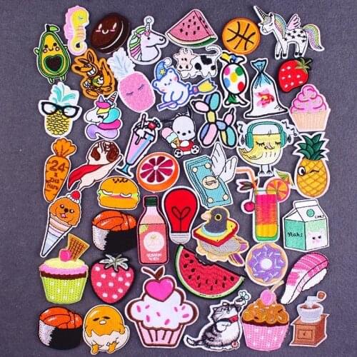 Cute Food Embroidery Patch Sewing Cartoon Animal Patch Iron on kid Clothing Applique Patches For Clothing Thermoadhesive Patches