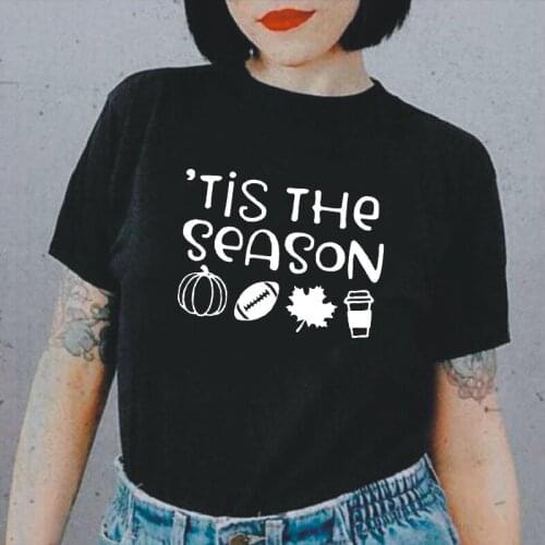 Fashion The Season Pumpkin Coffee Women T-shirt Harajuku Shirt Tee Shirt Femme Summer Short Sleeve Casual T Shirt Women Tops