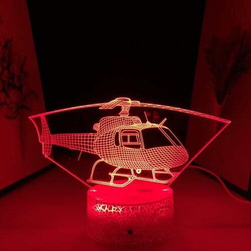 Air Plane Model 3D Night Light Home Bedroom Desk Decoration for Childrens Festival Birthday Gifts Helicopter USB Charging