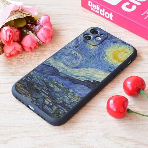 For iPhone Starry Night Print Soft Matt Apple Case