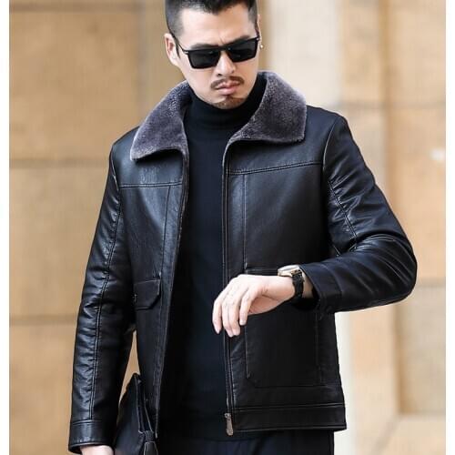 2020 New Russian Winter Leather Jacket Men Top quality Faux Fur Warm Leather Jackets Male Coats Jaqueta De Couro Masculina