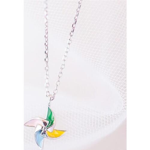 New Creative Color Windmill Exquisite 925 Sterling Silver Jewelry Fashion Sweet Epoxy Beautiful Clavicle Chain Necklaces H444