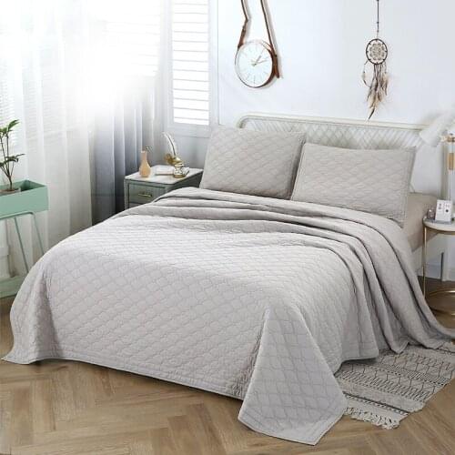 Gray Bedspread on the Bed Cotton Quilt 3pc Sets Embroidered Blanket for Bed 2 Pillowcase King Queen Size Summer Coverlet CHAUSUB