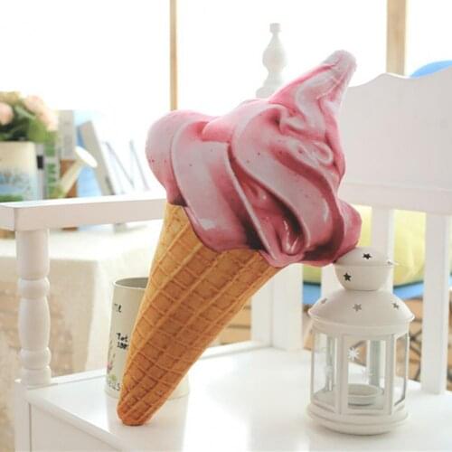 23CM/57CM Creative Ice Cream Shape Pillow 4 Colors Cute Exquisite PP Cotton Dessert Stuffed Doll Soft Simulation Toy for Decor