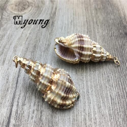 Natural Conch Charm Pendant,Screw Shell Pendant For Necklace DIY Jewelry Making MY2094