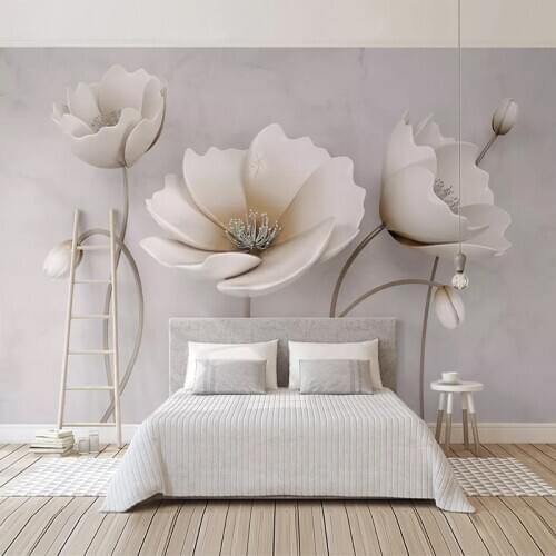 Custom 3D Photo Wallpaper Plain Color Flower Marble Texture Modern Living Room Bedroom Wall Mural Decoration Home Wallpaper Roll