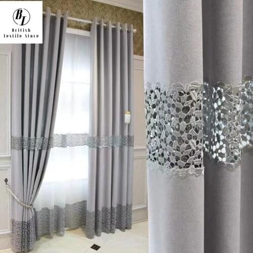 Simple New Chinese Modern Hollow Embroidered Curtains for Living Room Bedroom Blackout Curtains Custom