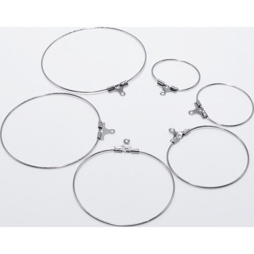 Mibrow 20pcs/lot 20/25/30/35mm Stainless Steel Ear Wire Earring Hook Connector for DIY Hoop Earrings Jewelry Making Accessories