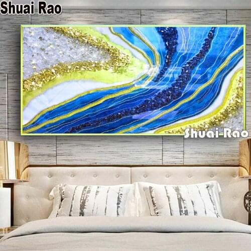 Luxury diy diamond painting Abstract Blue sea wave landscape diamond embroidery 5d Round square Modern Decor living room art
