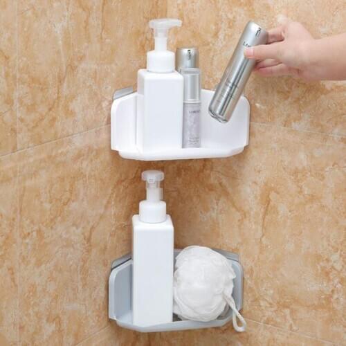 Corner Drain Shelves Bathroom Storage Rack Bathroom Punch-Free Powerful Wall-Mounted Wash Shelf