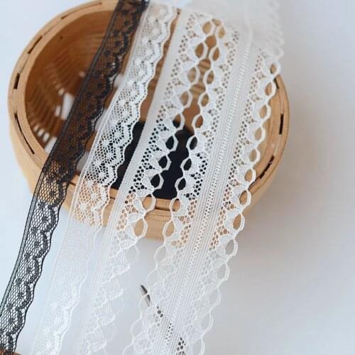 4 Meters/lot Lace Ribbon Tape Ivory Black Lace Trim DIY Embroidered Lace Trimmings for Sewing Accessories Packing Decoration