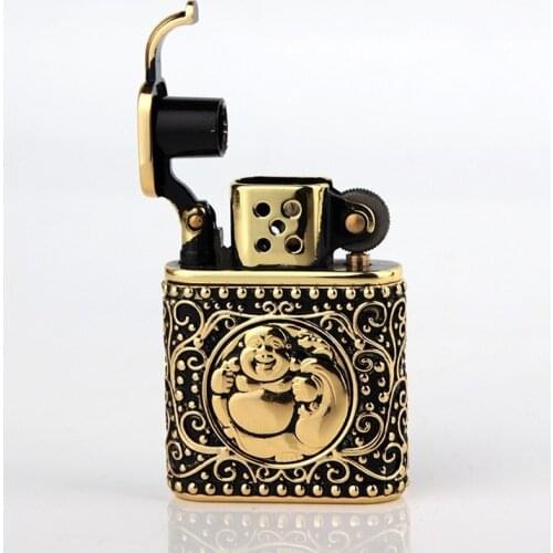 Armor Buddha Nyorai High-end Pure Copper Shell Kerosene Lighter Smoking Accessories for Weed Briquets Et Accessoires Fumeurs