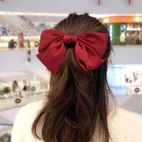 For Girl Popular High Quatity Solid Color Big Bow HairpinsHair Clip For Women Sweet Two-layer Satin Hairgrip Hair Accessories