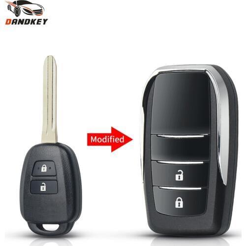 Dandkey Replacement For Toyota YARIS VIOS Prado Modified Flip Folding Remote Key Shell Blank 2 Buttons Key Case With TOY43 Blade