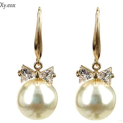 New Personality Crystal Earrings High Quality Wild Rhinestones Imitation Pearl Earrings For Women Stud Earrings Boucle D'oreille
