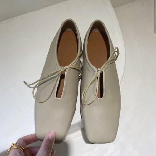 2021 Women Flats Spring Loafers Shoes Lace Up Ladies Square Toe Flat Heel Sandals Casual Oxford Shoes Female Flats Slides