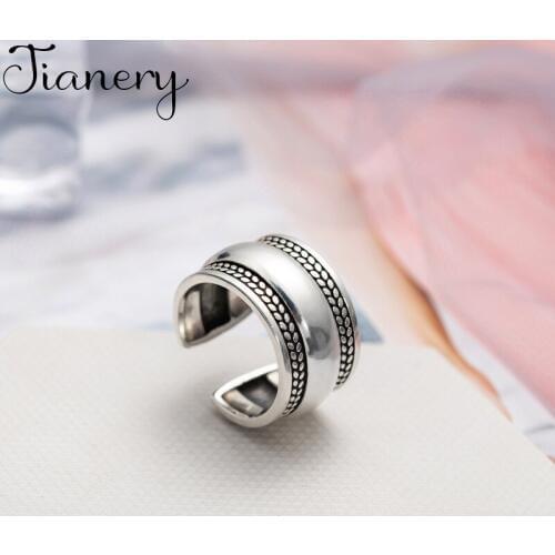 JIANERY Vintage Silver Color Large Smooth Rings For Women Bridal Wedding Engagement Jewelry Large Opening Antique Rings