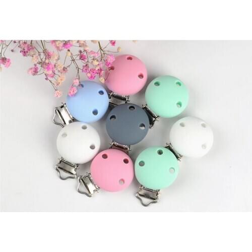 200pcs Star/circle Shaped Pacifier Clip Silicone Baby Teether teething Accessories Clip Non-toxic Nipple Clasps