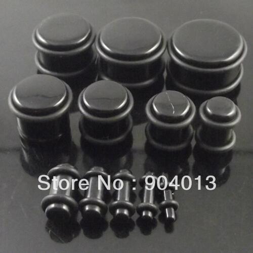240pcs Free Shipping black popular UV Acylic Ear Expander kit o ring Flesh Tunnel Ear Plug Piercing body Jewelry mix size