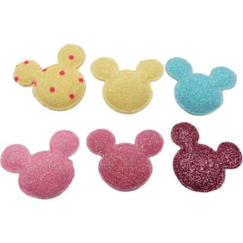 Sew on Glitter felt patches for clothes 3.5cm Cat Padded Applique 100pcs scrapbooking accessories