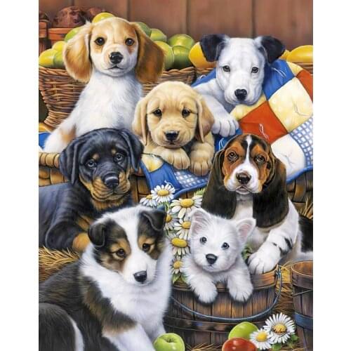 5D Diy Diamond Painting Dog Animal Picture Cross Stitch Full Circle/Full Square Rhinestone Kit Mosaic Home Decoration Gift
