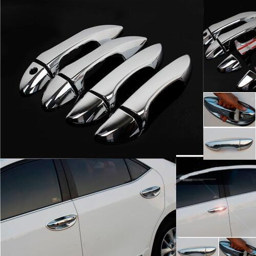 8pcs Chrome ABS Car Styling Side Door Handle Cover Trim Protective Sticker Fit For Toyota Corolla 2014 Car Decal Accessories