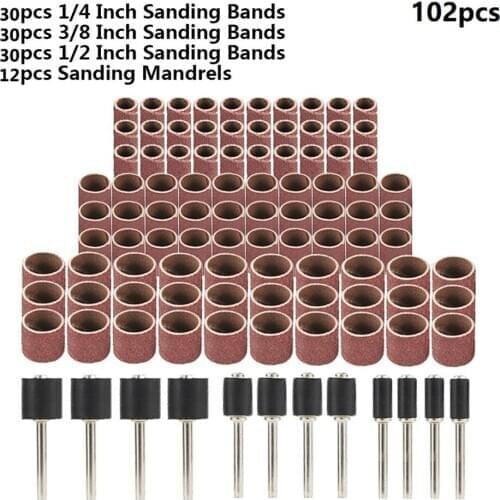 Abrasive Disc 1/4 3/8 1/2 Inch Sanding Drum Set With Sanding Mandrels Sanding Band Fits Dremel Rotary Tool