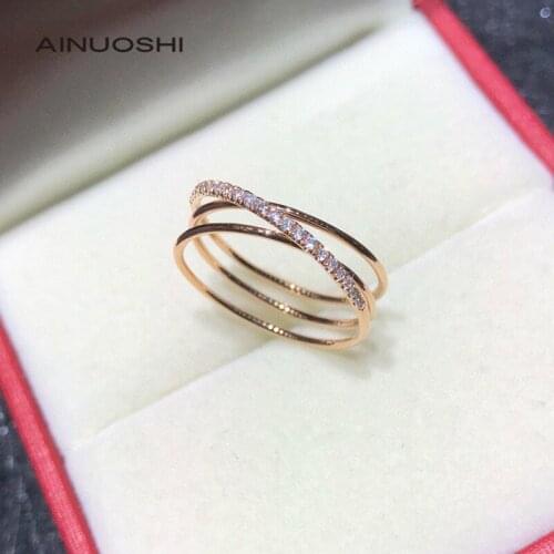 AINUOSHI 18K Gold Round Cut 0.08ct Natural Diamond Bridal Wedding Engagement Ring for Women Classic Fashion Fine Jewelry