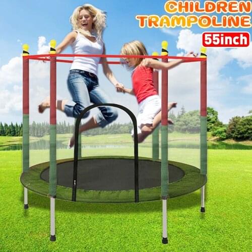 140cm 55inch Trampoline with Enclosure For Child Foldable Design, Indoor&Outdoor Exercise, Jumping Bed for kids Children Toy
