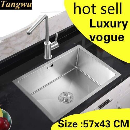 Free shipping Apartment small kitchen manual sink single trough do the dishes standard 304 stainless steel hot sell 570x430 MM