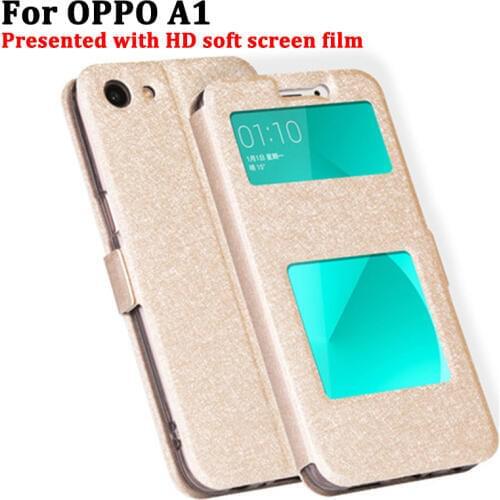 Open window cover For OPPO A1 Case cover PU leather Cases OPPOA1 flip shell For OPPO A 1 coque back cover For OPPO A1 fundas