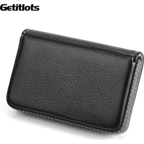 Unisex Business Card Case ID Pouch Women Large Capacity PU Leather Card Box Man Credit Card Holder Wallet Black Brown Dropship