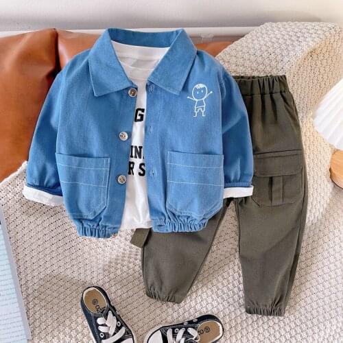 Baby overalls, childrens clothing, 1-4 years old boys, suit collar jacket, childrens clothing casual pants, bottoming shirt su