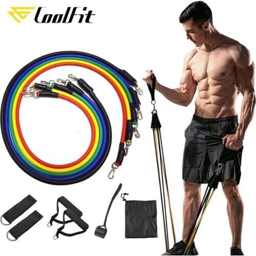 CoolFit 11PCS/Set Pull Rope Fitness Exercises Resistance Bands Latex Tubes Pedal Excerciser Body Training Workout Yoga