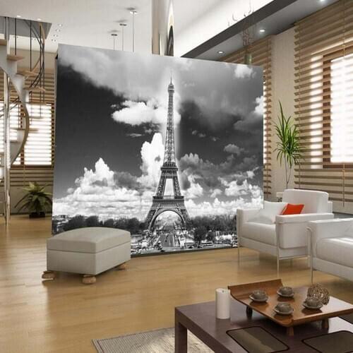 France Paris Eiffel Tower Photo Mural HD Wall Paper Wall Art Decor 3d Photo Wallpaper papier peint pour les murs 3 d Black White