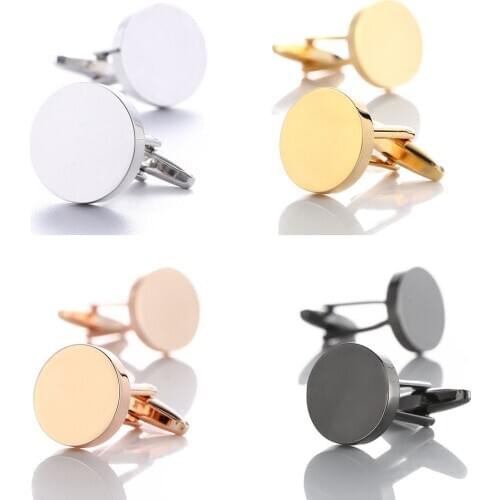 French Shirt Cufflinks Mens Suit Dress Business Banquet Daily Accessories High-quality Minimalist Round Cuff Links Can Engrave
