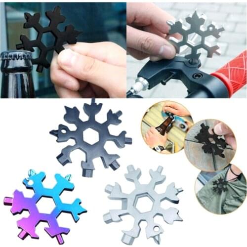 19-In-1 Snow Keychain Tools Multi-tool Wrenches Combination Stainless Steel Snow Shape Outdoor Portable Snowflake