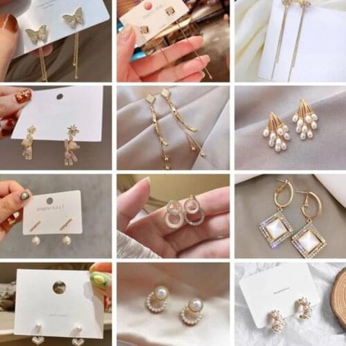 Womens Earrings Set Pearl Earrings For Women Bohemian Fashion Jewelry Geometric Crystal Heart Tassel Earrings New Arrival