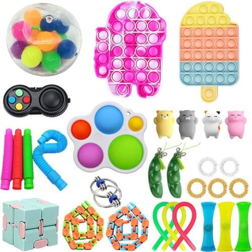 Fidget Toys Set Antistress Infinite Cube Stretchy Strings Push Bubble Gift Anti Stress Squishy Sensory Relief Figet Toy Lot Pack
