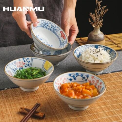 Ceramics Japanese Style Household Underglaze Rice Bowls Cutlery Set Rice Bowl Korean Small Soup Bowl Ramen Tableware Kitchen New
